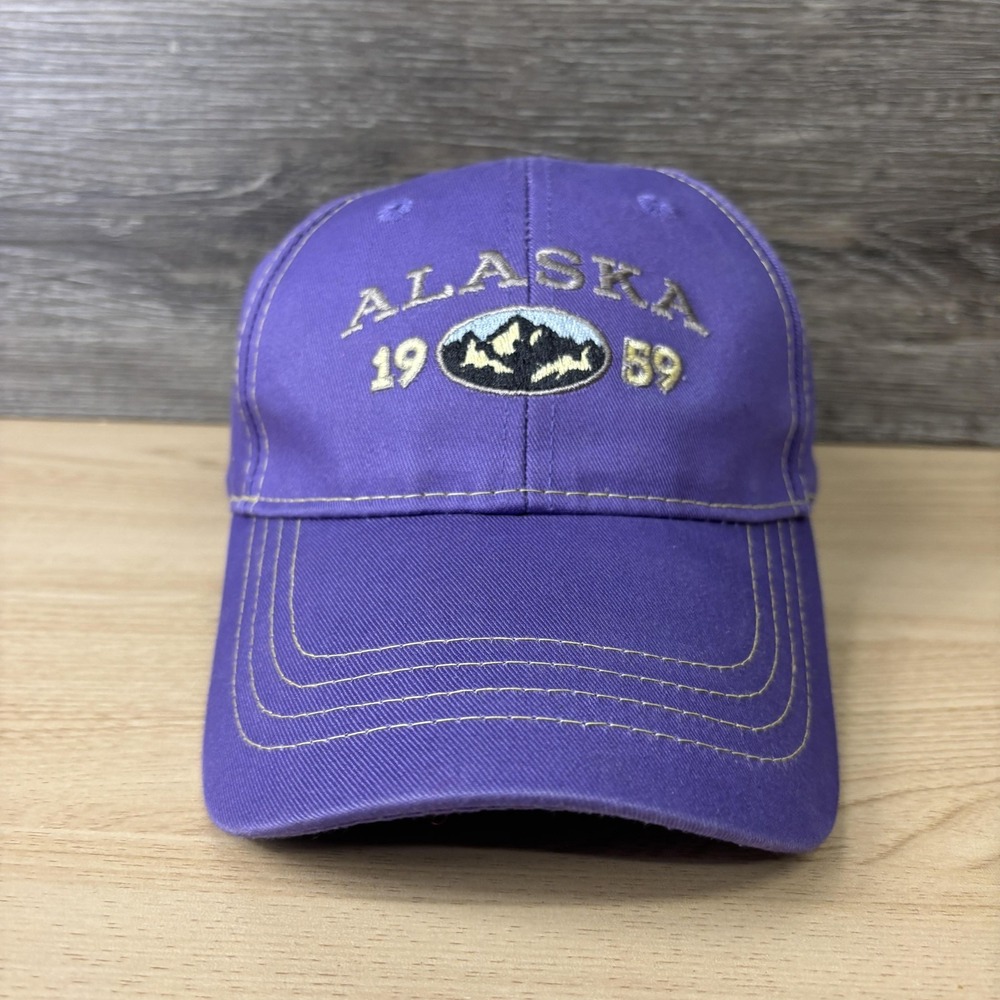 Alaska Hat Cap Strap Back Mens One Size Purple Embroidered 1959 Souvenir